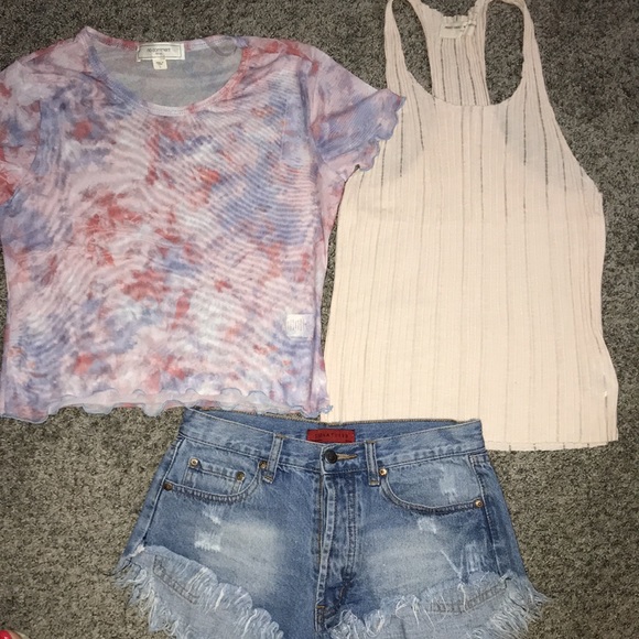 Signature8 Pants - Signature8 button fly cut offs & sheer top & Tank